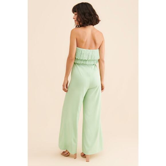 Hutch Crepe Fringe Jumpsuit Mint Green Size 4 - Picture 3 of 11